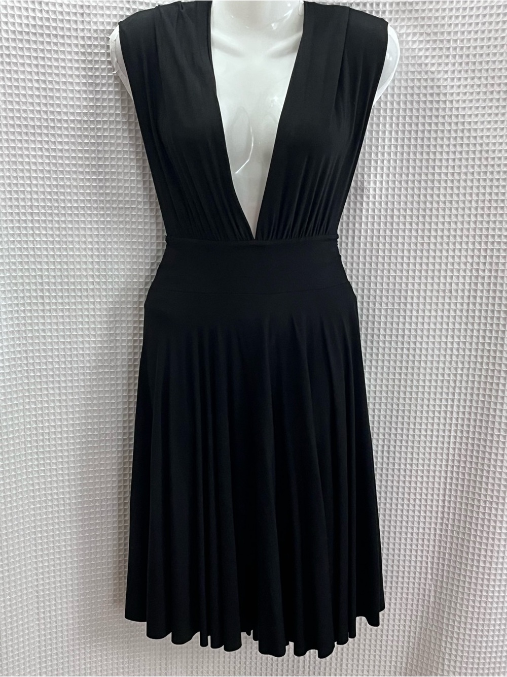 White House Black Market Black Deep V Midi Dress size medium
